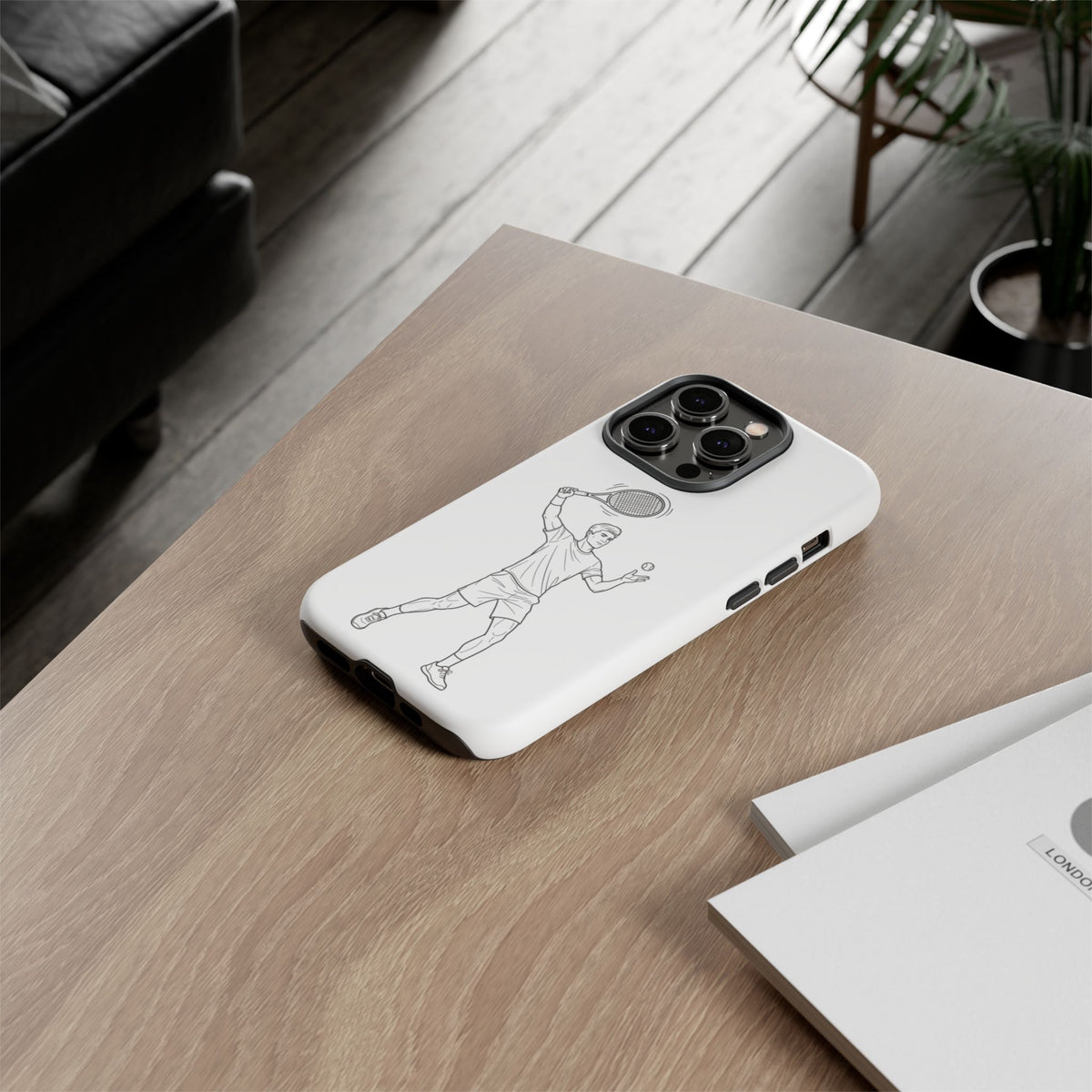 Phone Case, Racket Sports, Tennis Player overhead shot Design, Tough Case