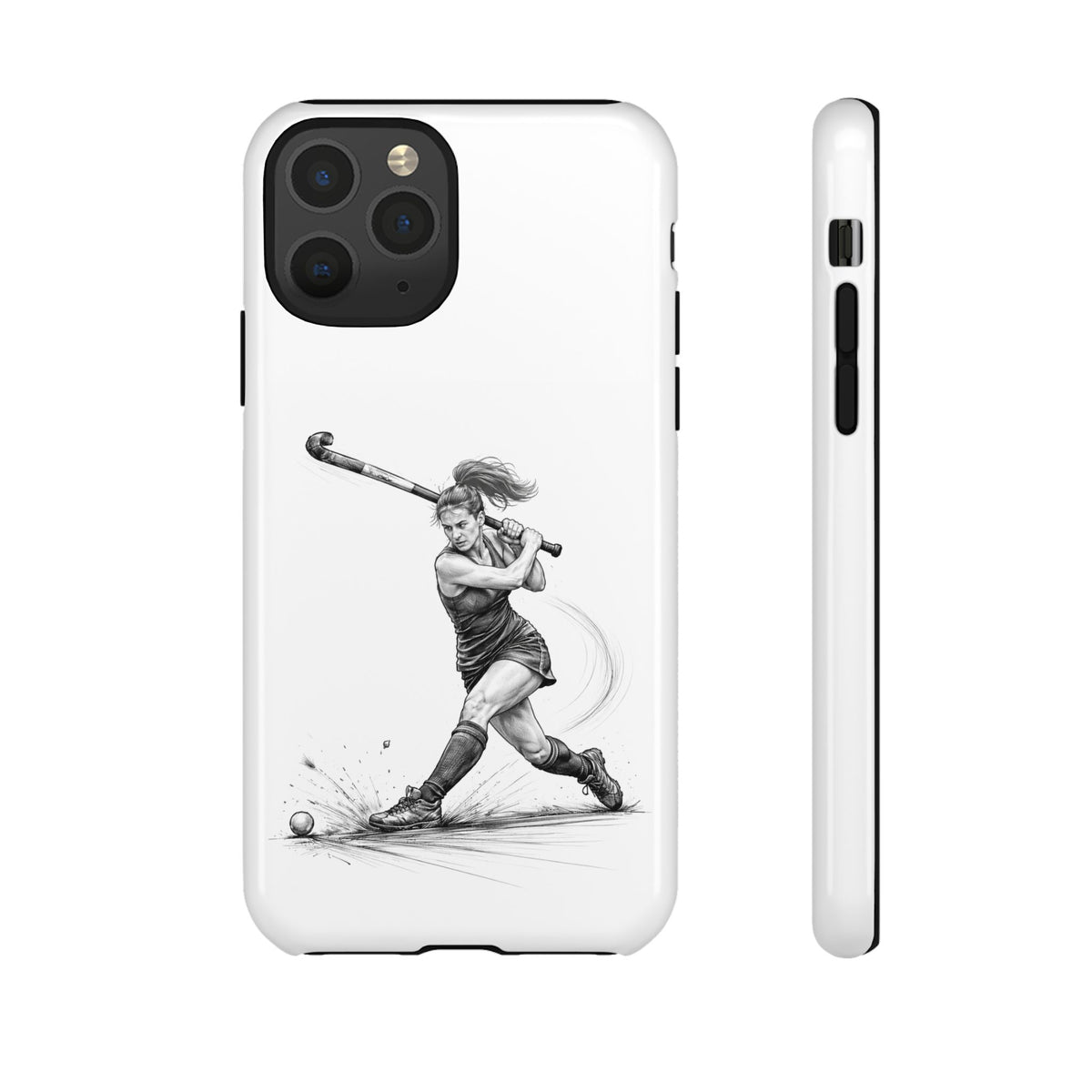 Phone Case, Hockey, Female Player "Tomahawk" shot design, Tough Case