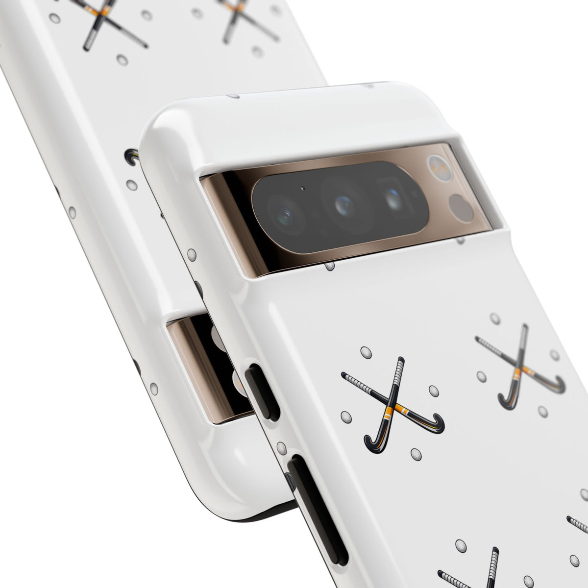 Phone Case, Hockey Repeated Crossed Sticks & Balls Pattern, Tough Case