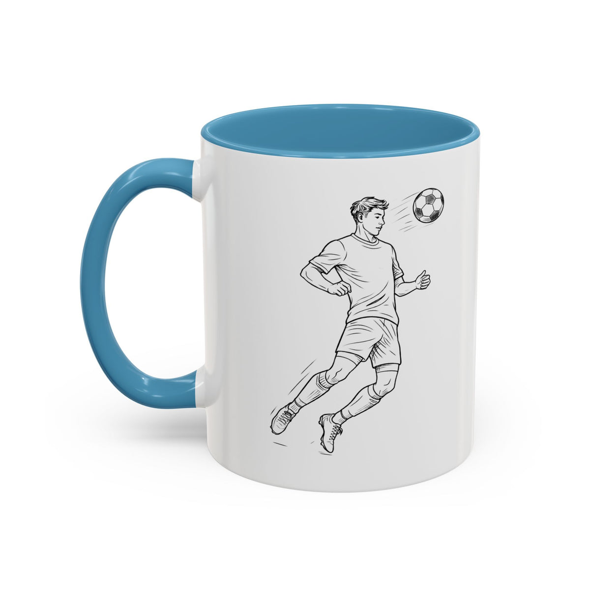 Mug, Football Players, Minimalistic Sketch design, Ceramic 325ml / 11oz, CHOICE of coloured inner