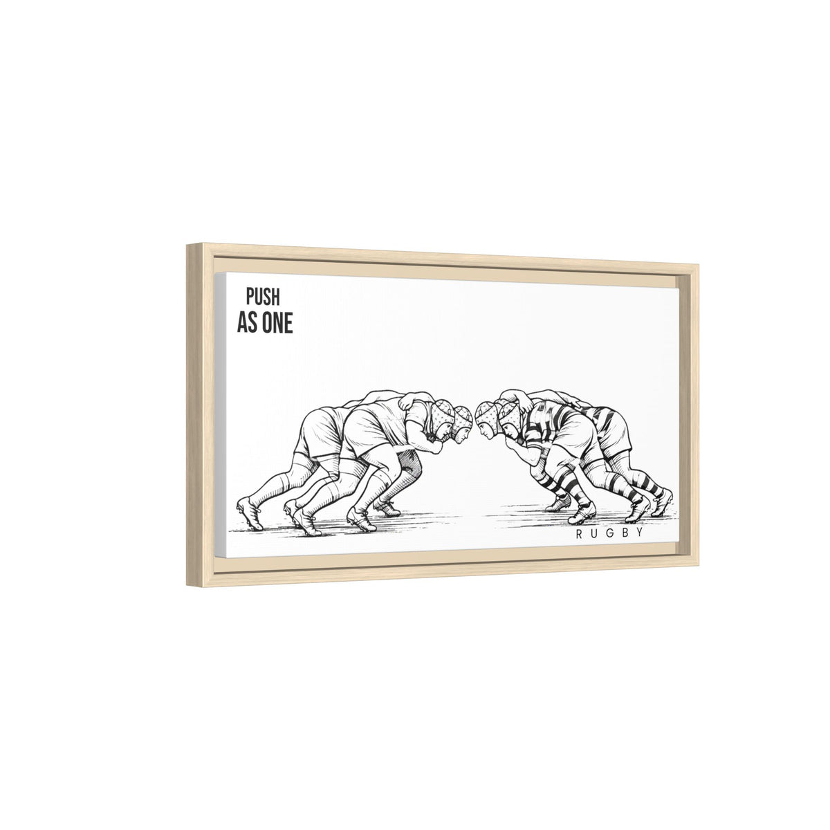 Print, Rugby Scrum, "Push As One" , Matte Canvas Print Framed Art