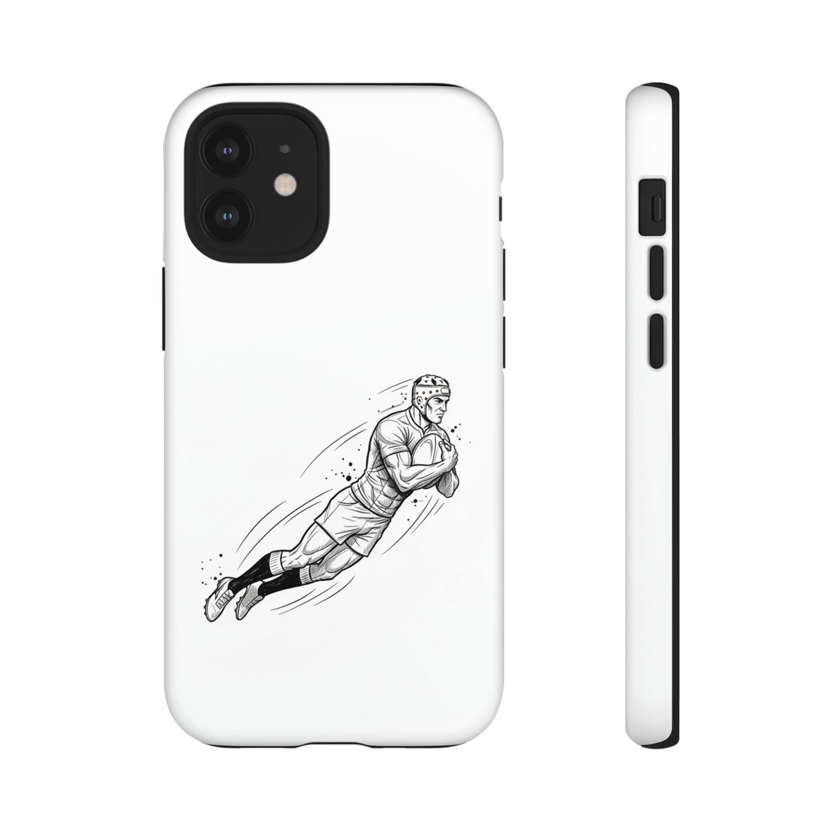 Phone Case, Rugby Try Swan Dive Minimalist Sketch design, Tough Case