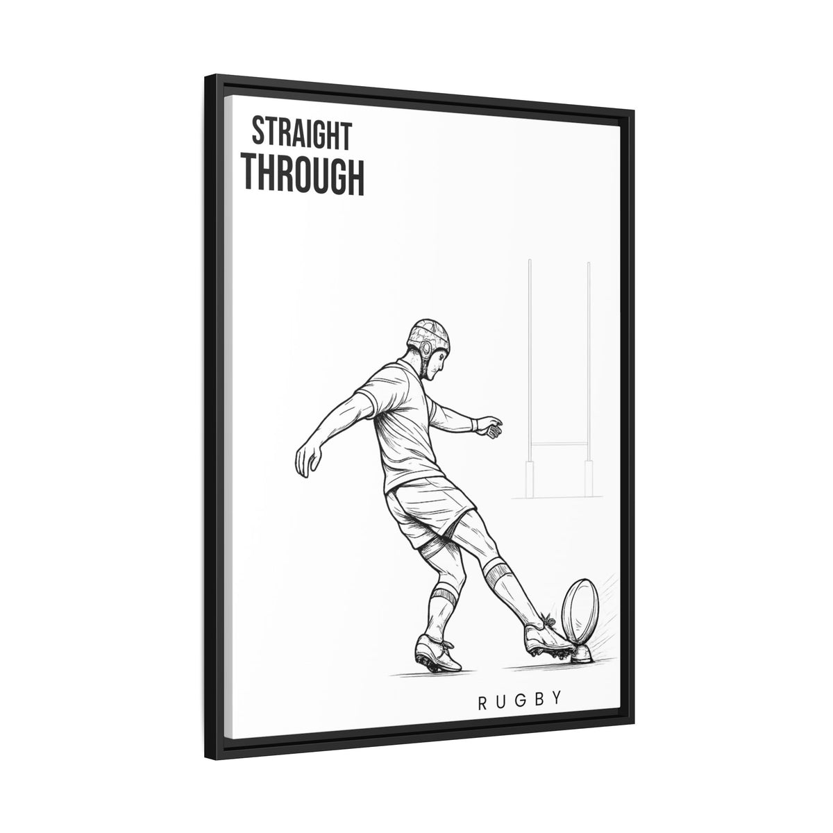 Print, Rugby Conversion Kick - Straight Through, Matte Canvas Print Framed Art