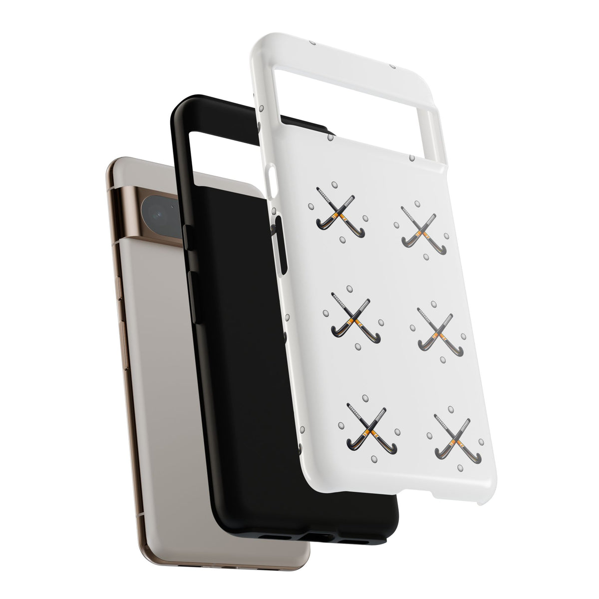 Phone Case, Hockey Repeated Crossed Sticks & Balls Pattern, Tough Case