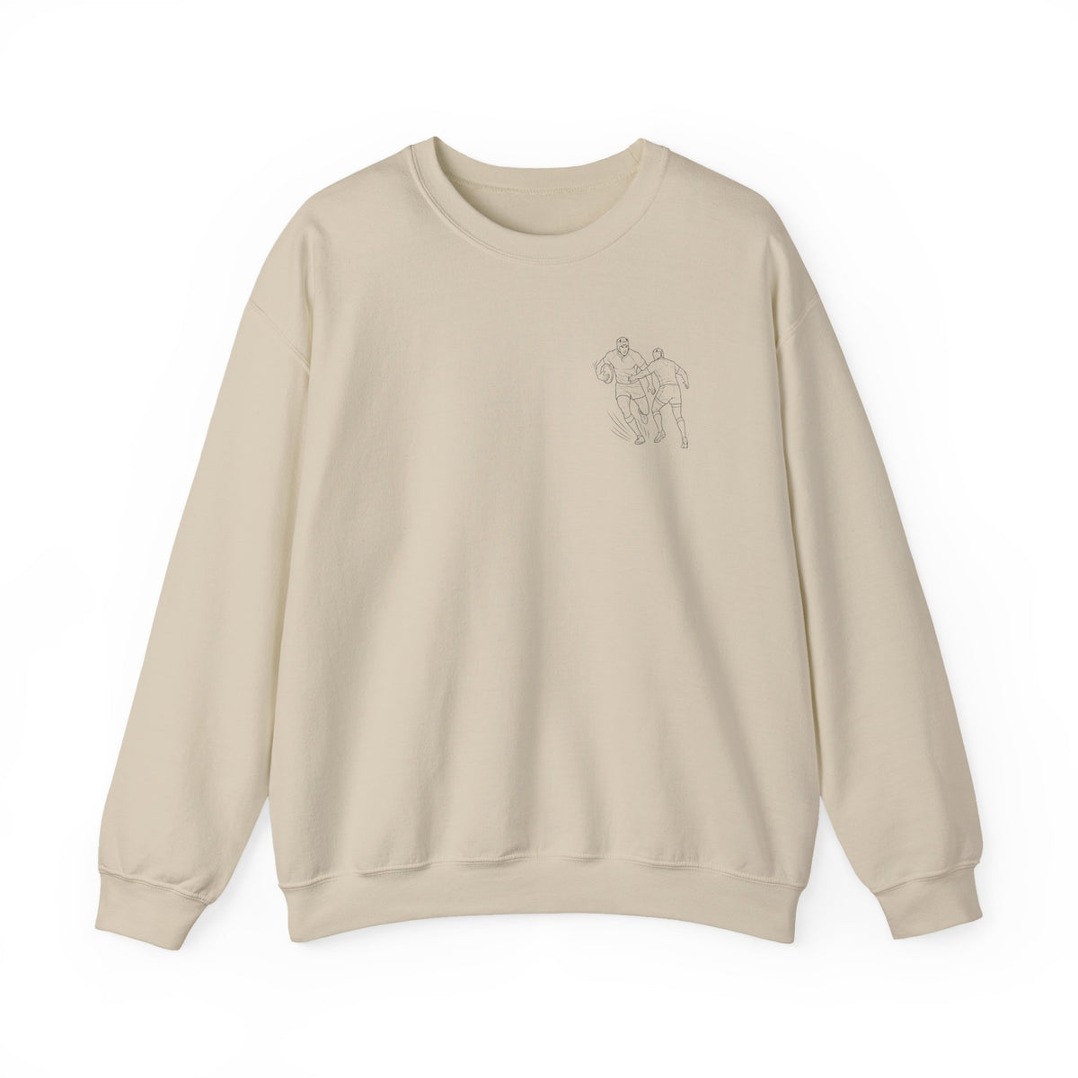 Sweatshirt, Unisex Crewneck, Rugby Minimalist Line Art Design, Cotton, Various Colours