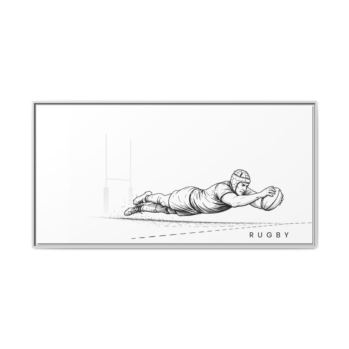 Print, Rugby Try, Matte Canvas Framed Wall Art