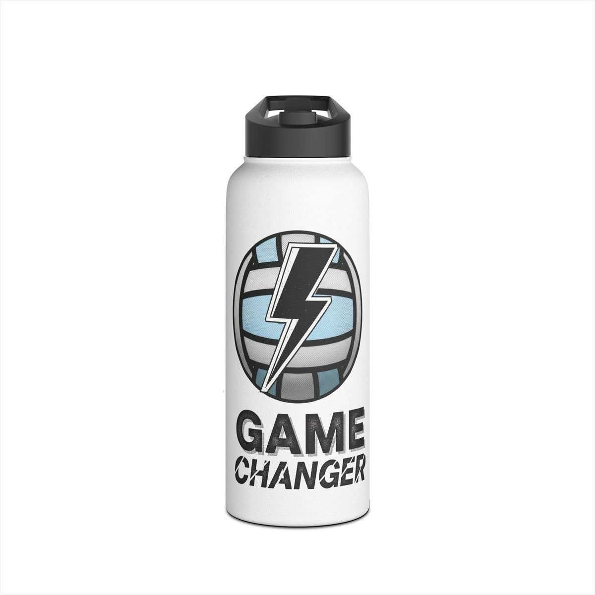 Water Bottle, Netball Graphic "Game Changer" Quote, Stainless Steel