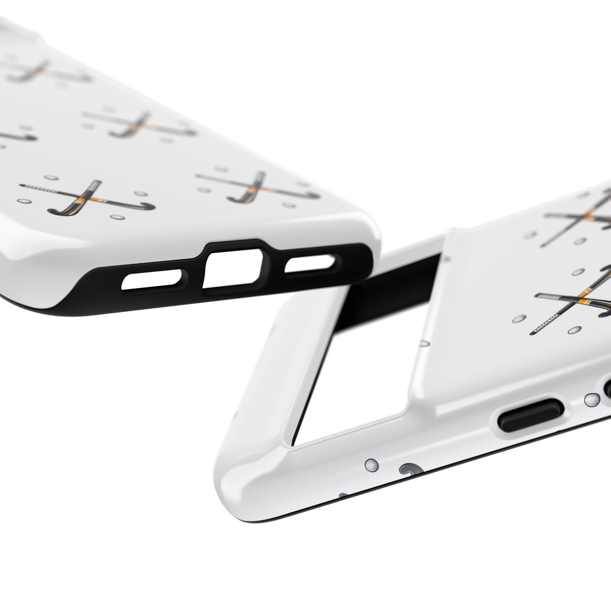 Phone Case, Hockey Repeated Crossed Sticks & Balls Pattern, Tough Case