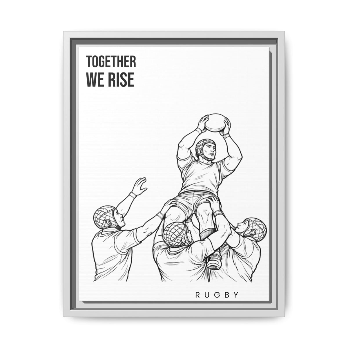 Print, Rugby Line-Out Together We Rise , Matte Canvas Print Framed Art