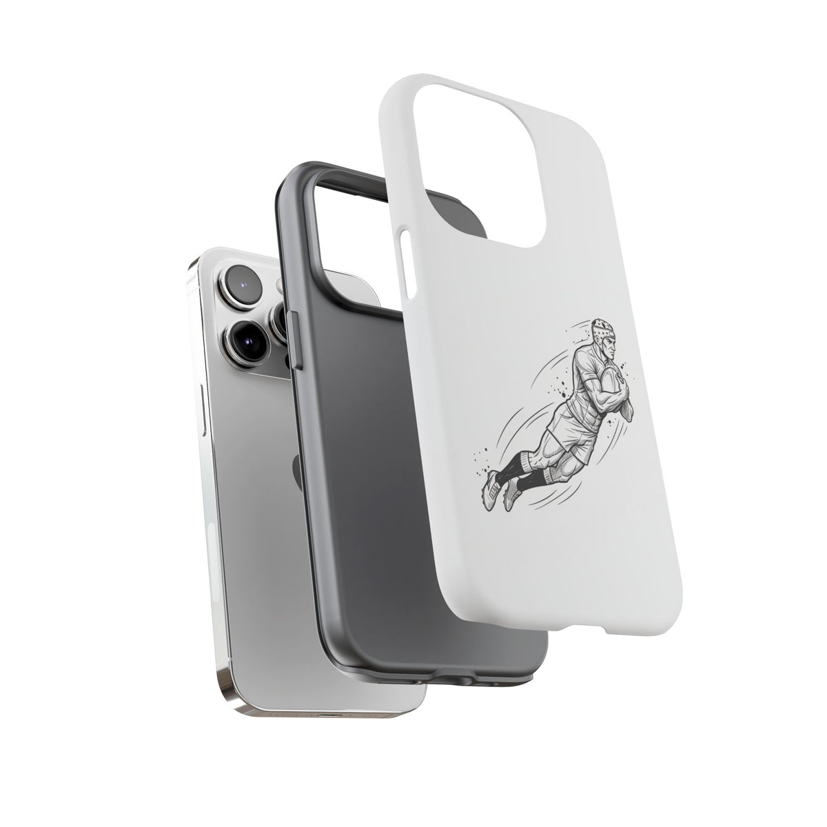 Phone Case, Rugby Try Swan Dive Minimalist Sketch design, Tough Case