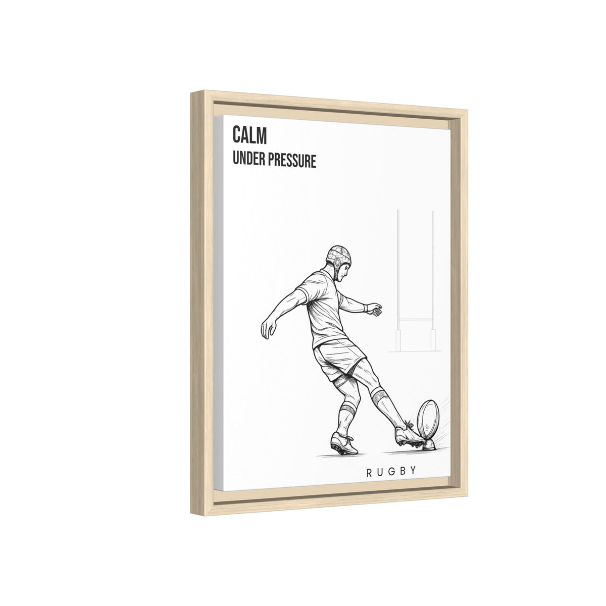 Print, Rugby Conversion Kick - Calm Under Pressure, Matte Canvas Print Framed Art