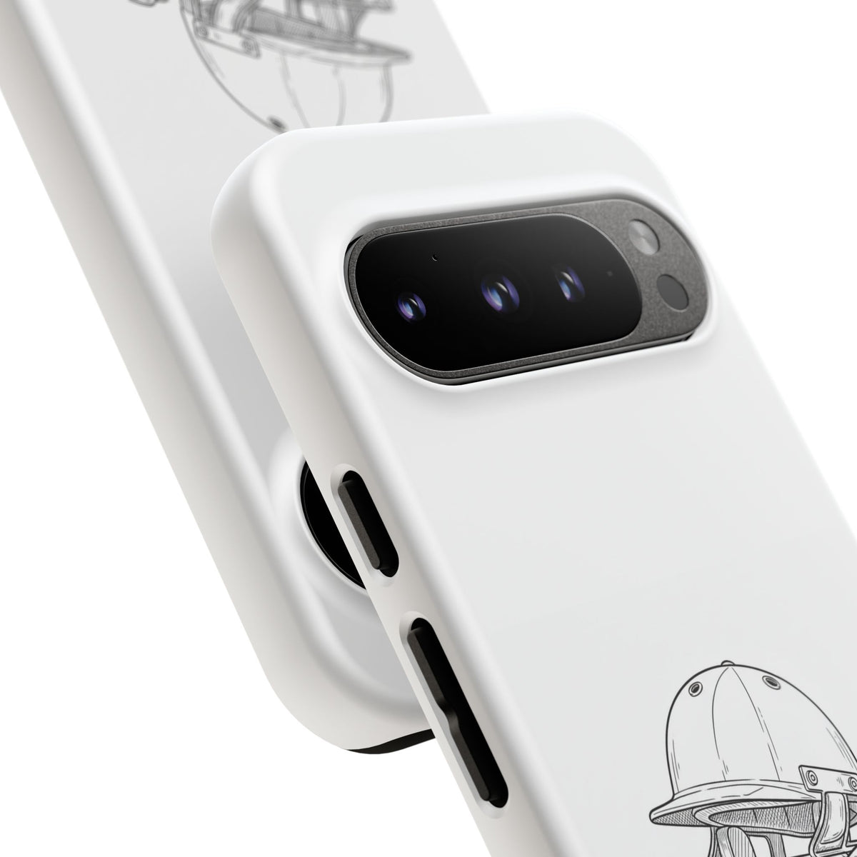 Phone Case, Cricket Gloves & Helmet Sketch, Tough Case