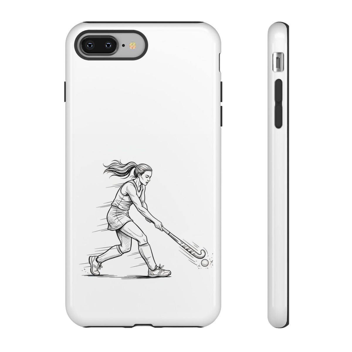 Phone Case, Hockey, Female  Player Minimalist sketch design, Tough Case