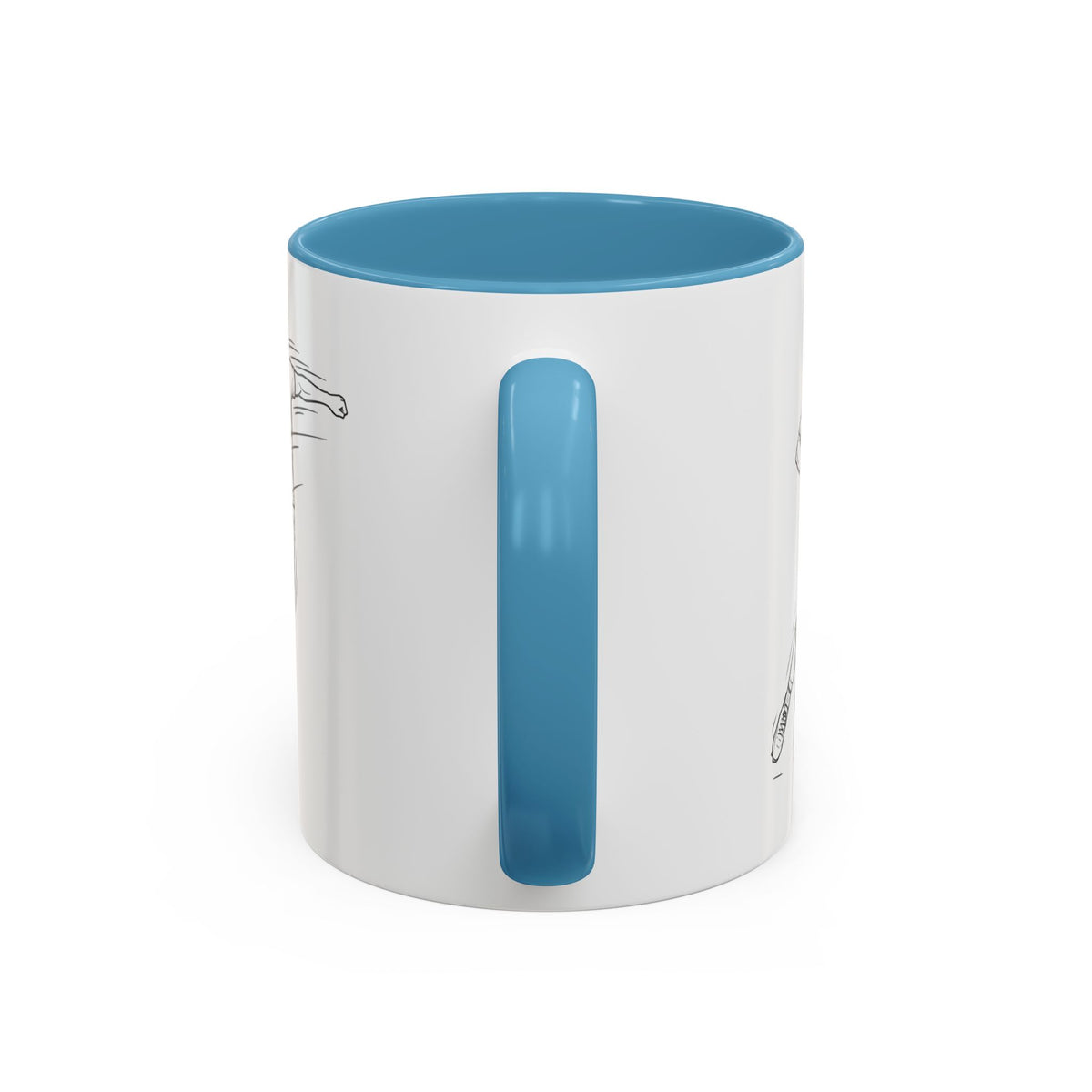 Mug, Football Players, Minimalistic Sketch design, Ceramic 325ml / 11oz, CHOICE of coloured inner