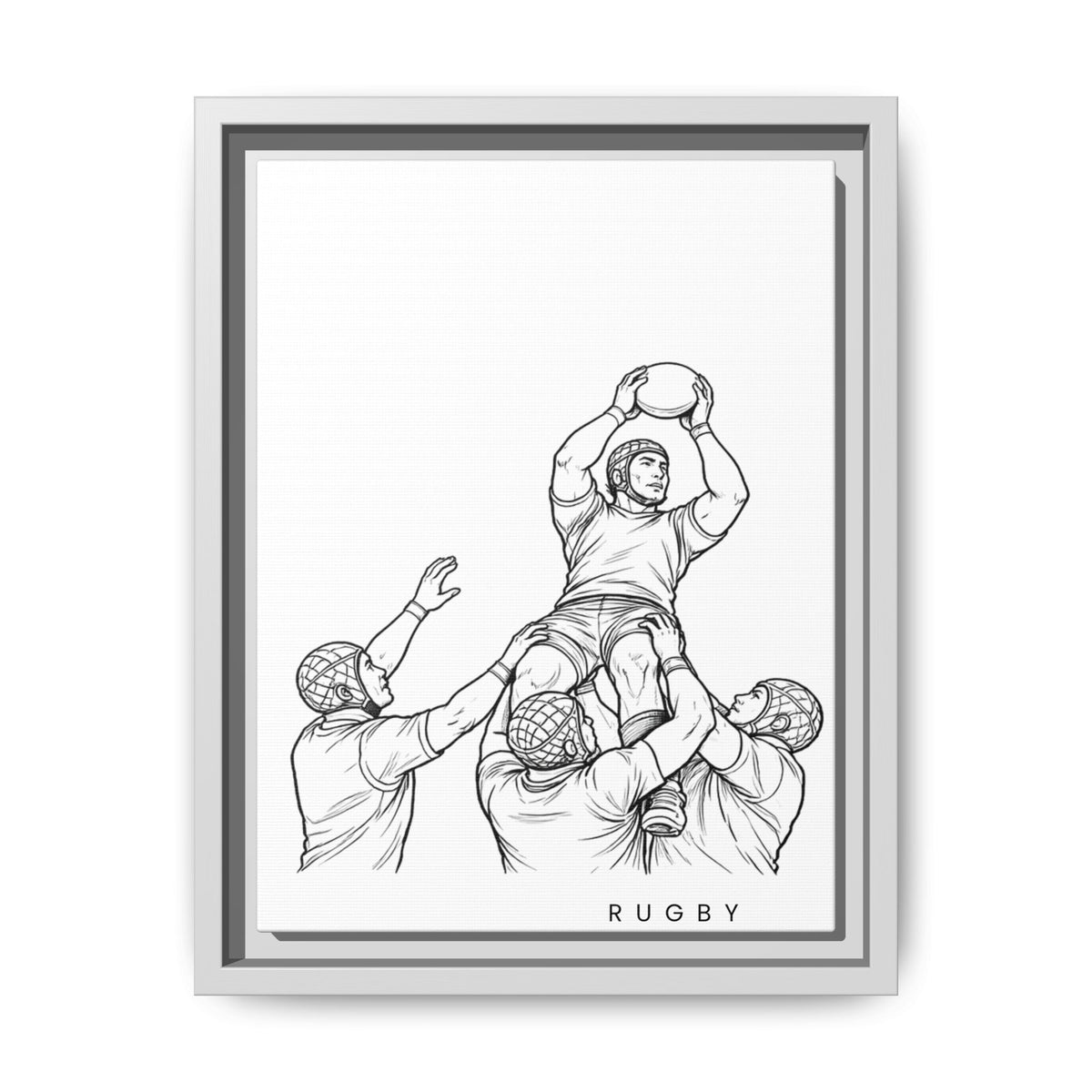 Print, Rugby Line-Out, Matte Canvas Print Framed Art