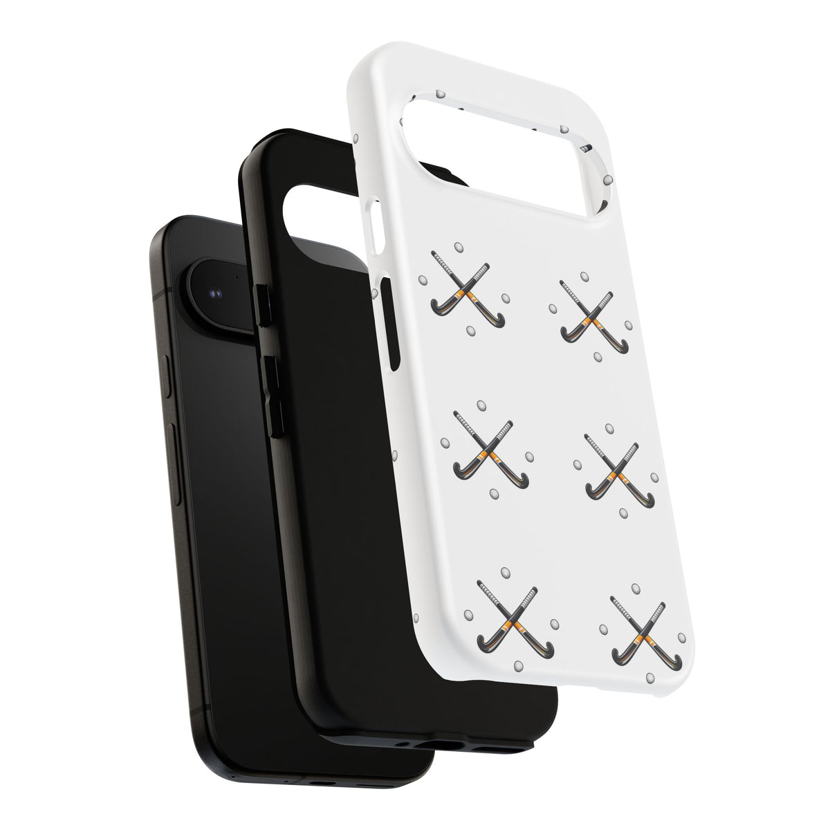 Phone Case, Hockey Repeated Crossed Sticks & Balls Pattern, Tough Case