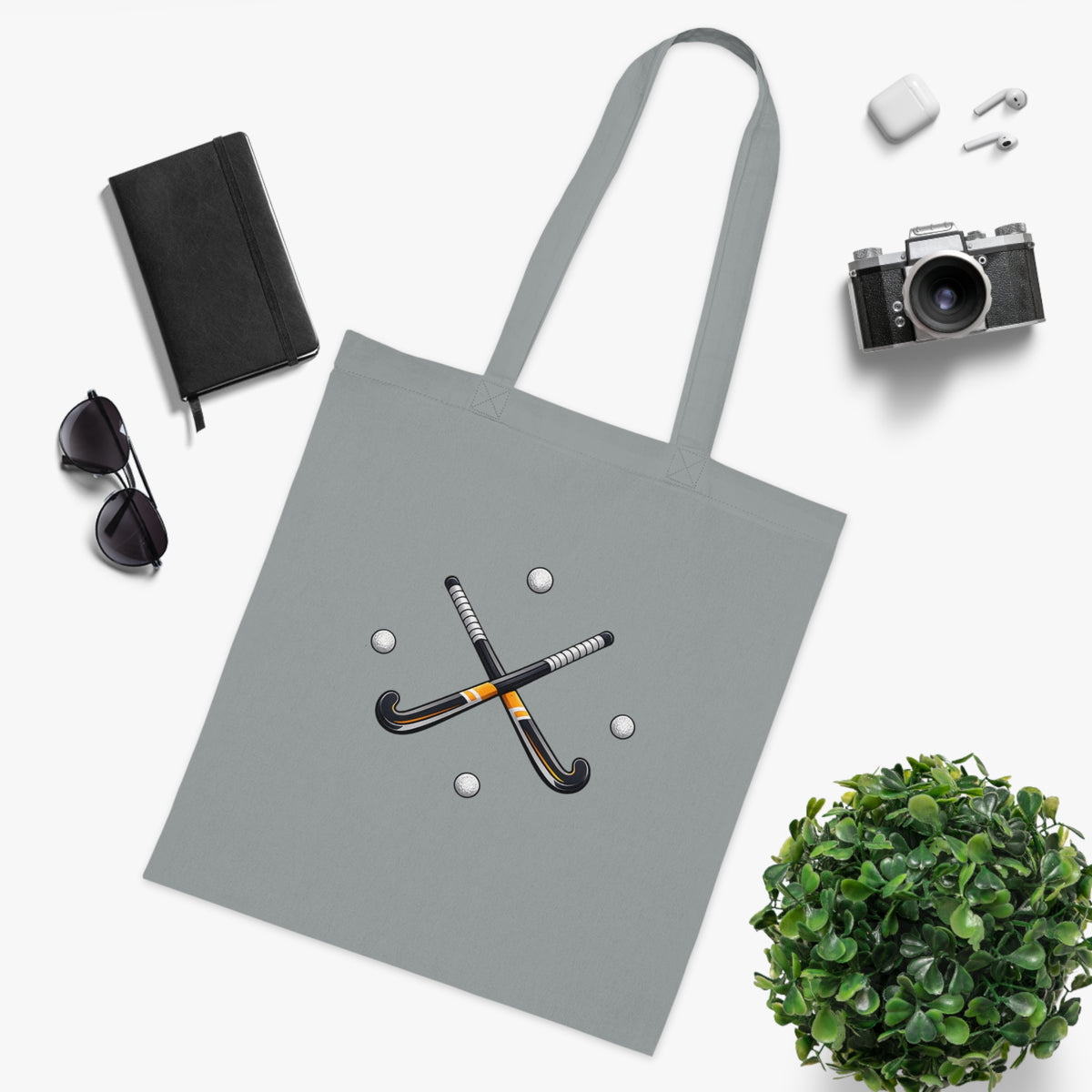 Bag, Field Hockey Crossed Sticks & Balls Sports design, Cotton Tote Bag
