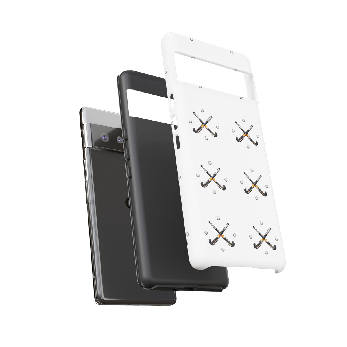 Phone Case, Hockey Repeated Crossed Sticks & Balls Pattern, Tough Case