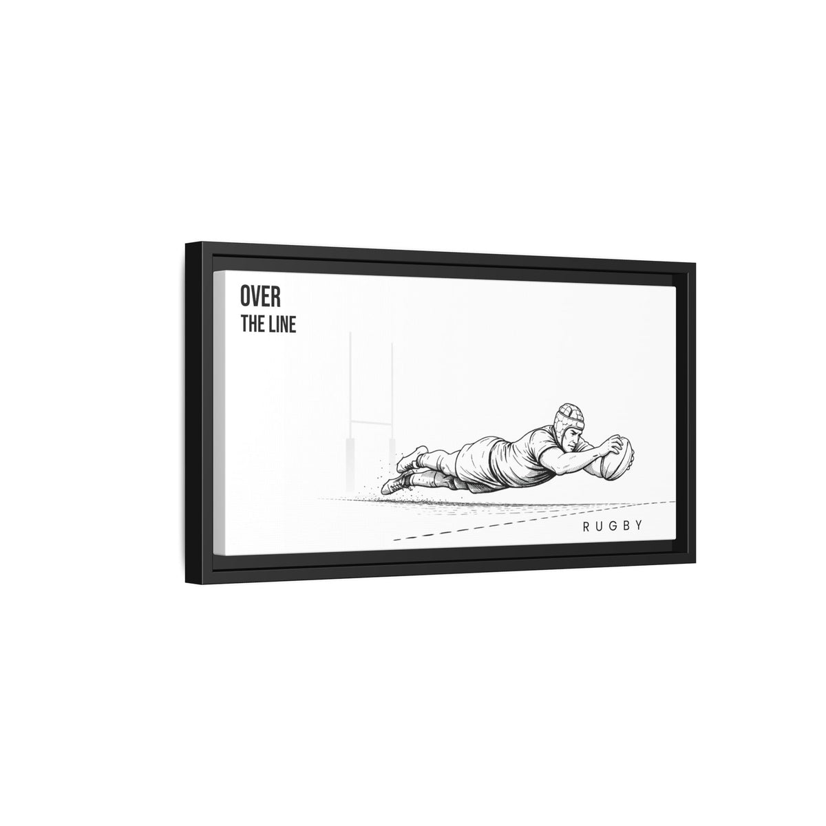 Print, Rugby Try, "Over The Line"  Matte Canvas Framed Wall Art