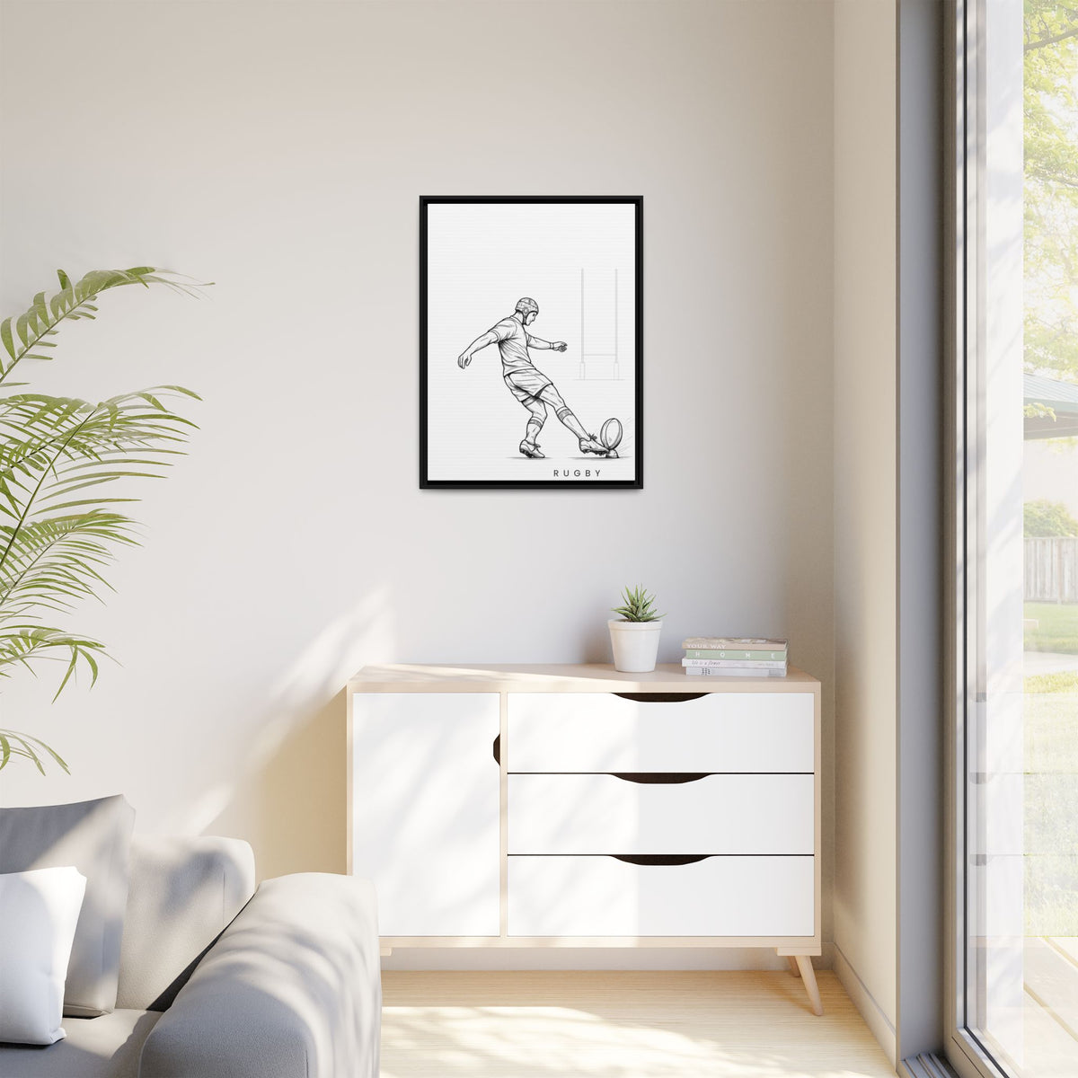 Print, Rugby Conversion Kick, Matte Canvas Print Framed Art