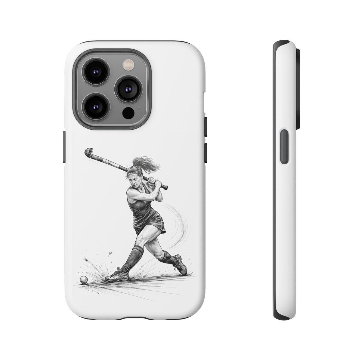 Phone Case, Hockey, Female Player "Tomahawk" shot design, Tough Case