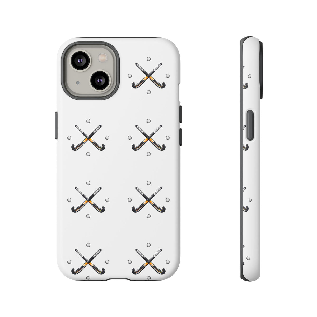 Phone Case, Hockey Repeated Crossed Sticks & Balls Pattern, Tough Case