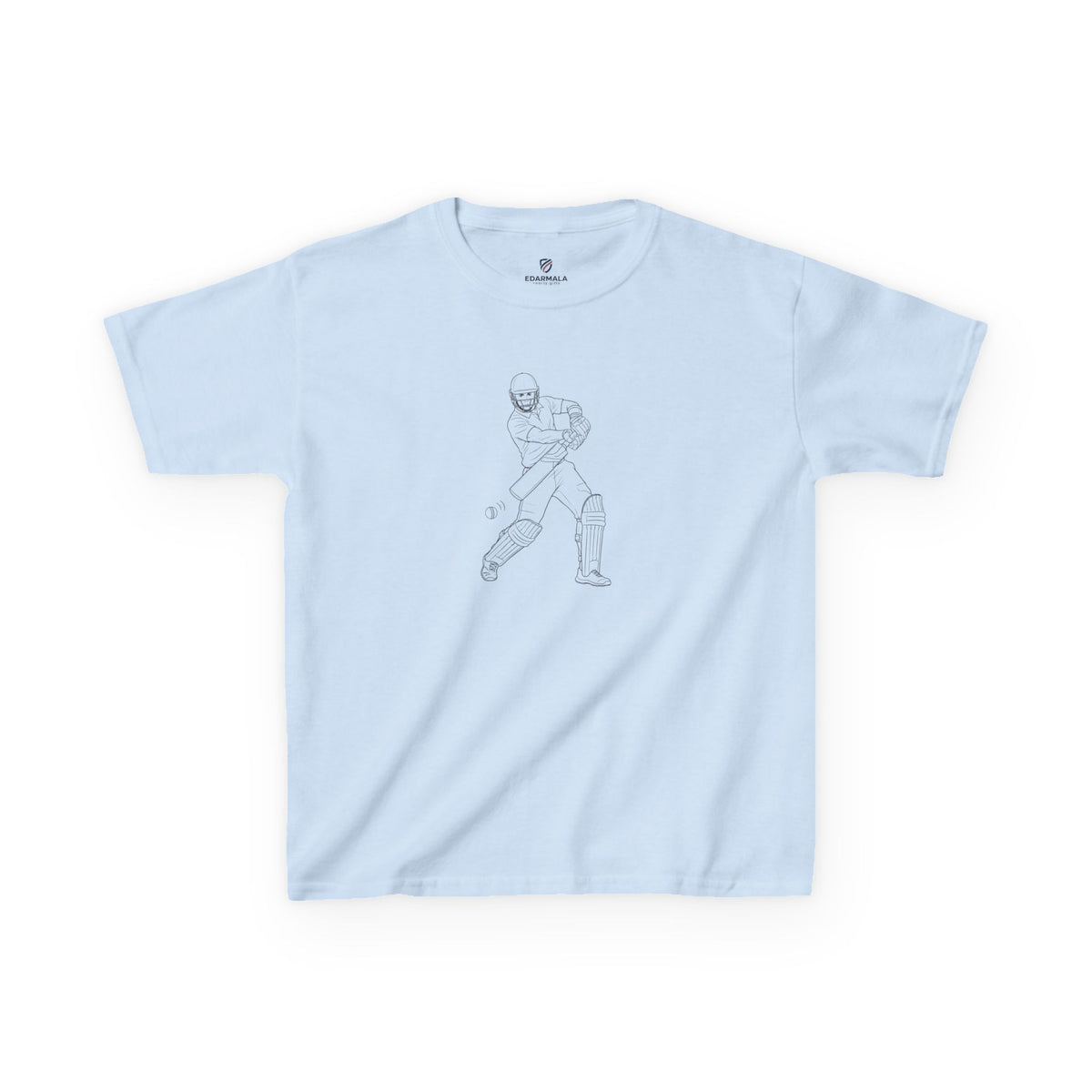 T Shirt Kids, Cricket Batsman minimalist sketch design, Cotton, Various Colours