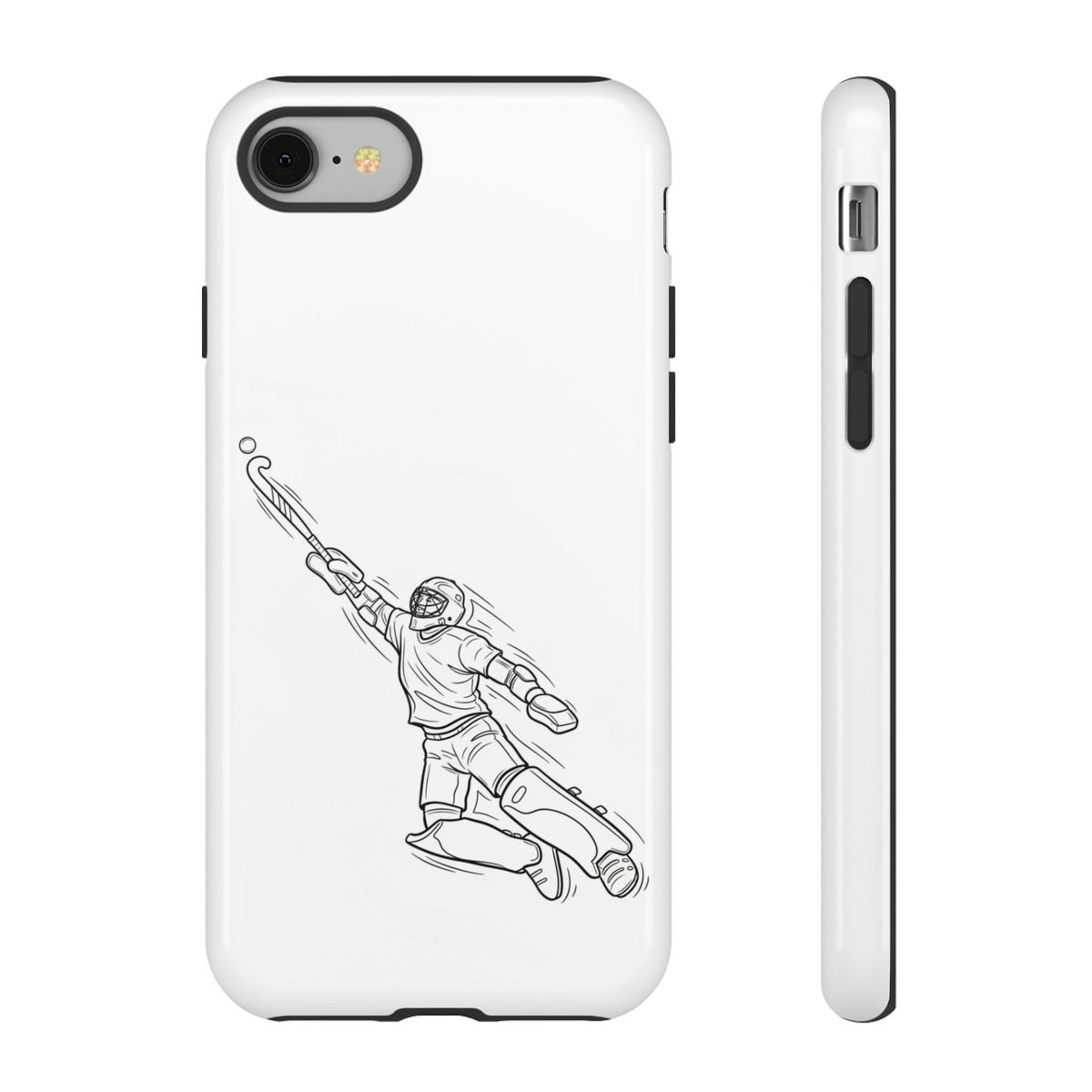 Hockey Goalkeeper Sketch Phone Case — Minimalist Sports Protective Cover