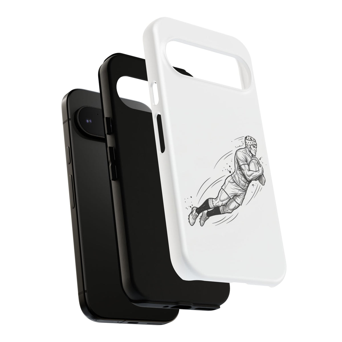 Phone Case, Rugby Try Swan Dive Minimalist Sketch design, Tough Case