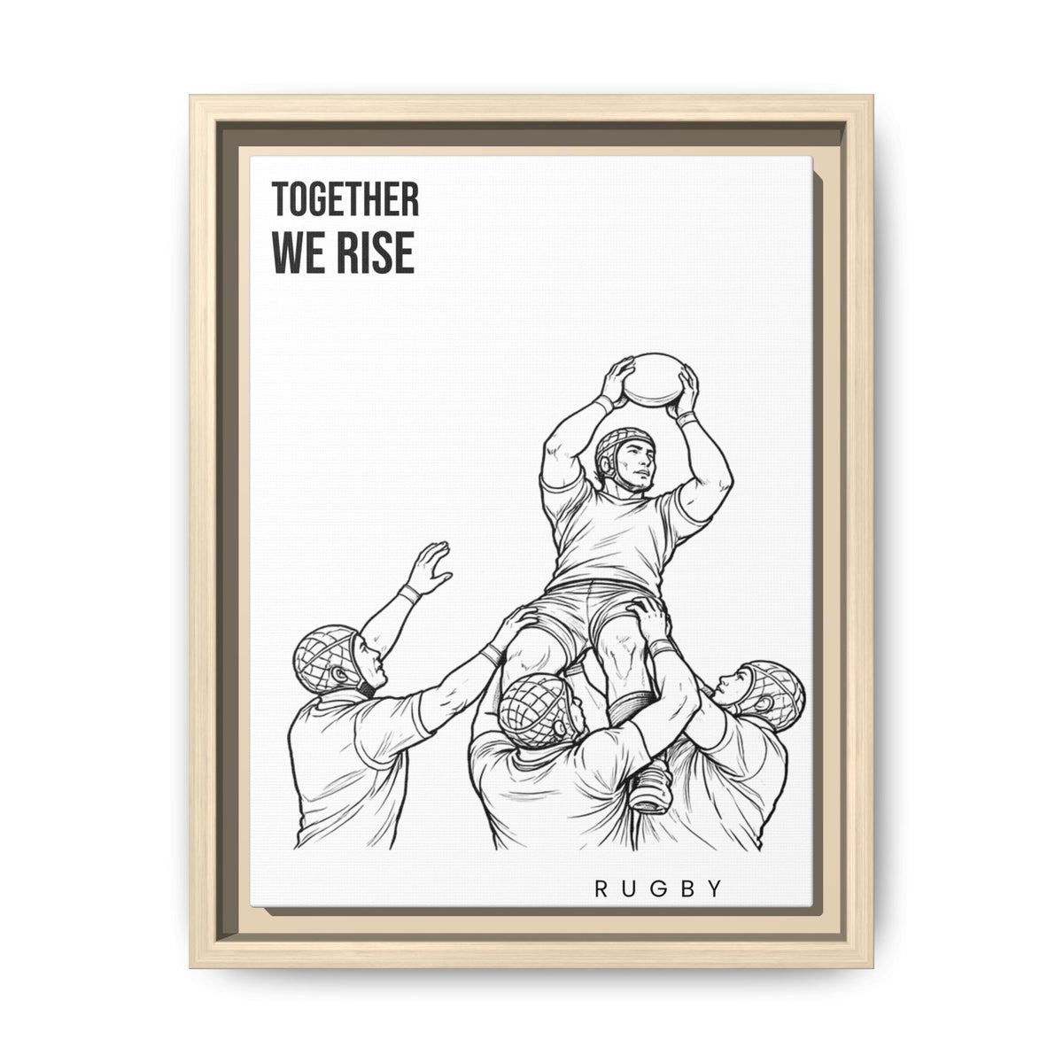 Print, Rugby Line-Out Together We Rise , Matte Canvas Print Framed Art