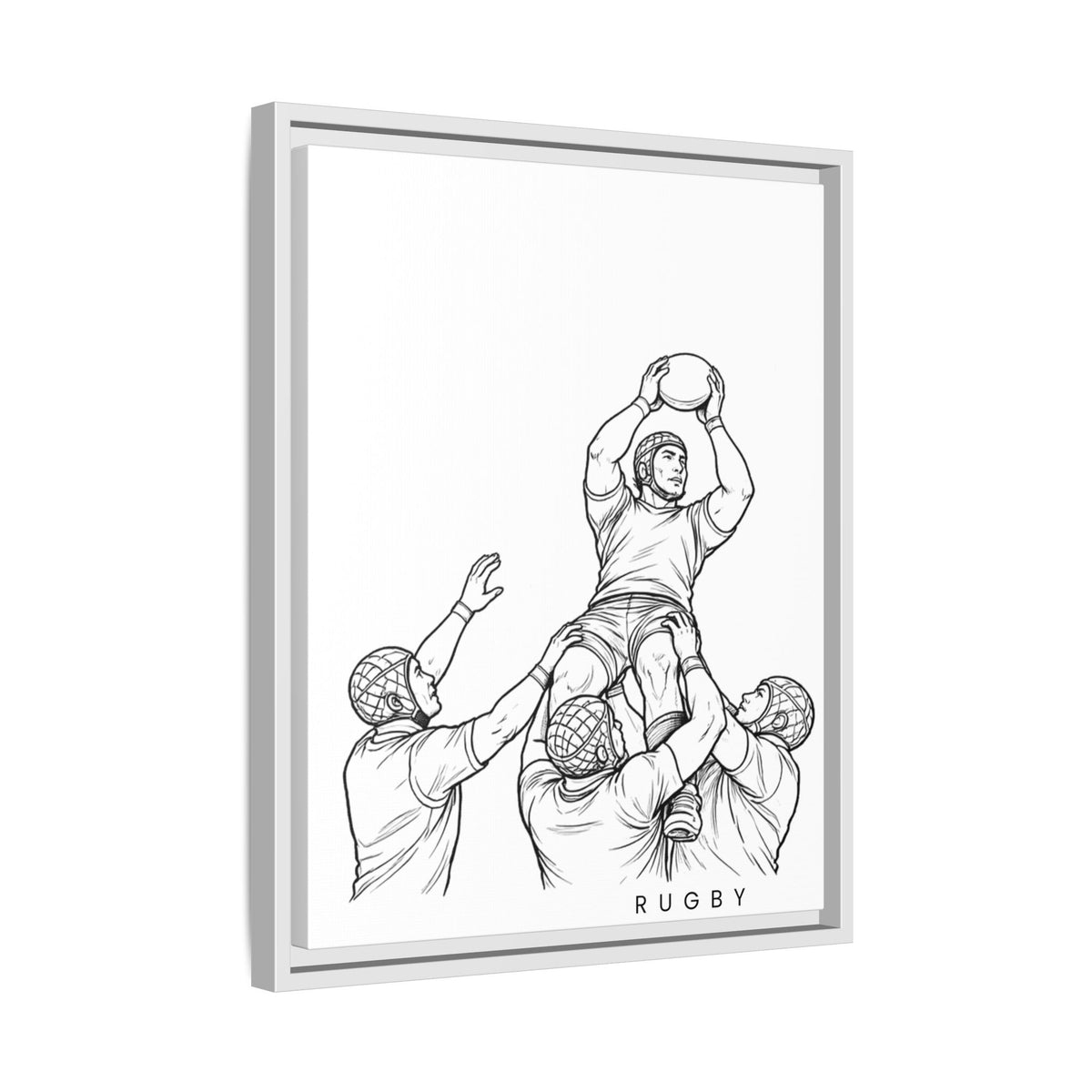 Print, Rugby Line-Out, Matte Canvas Print Framed Art