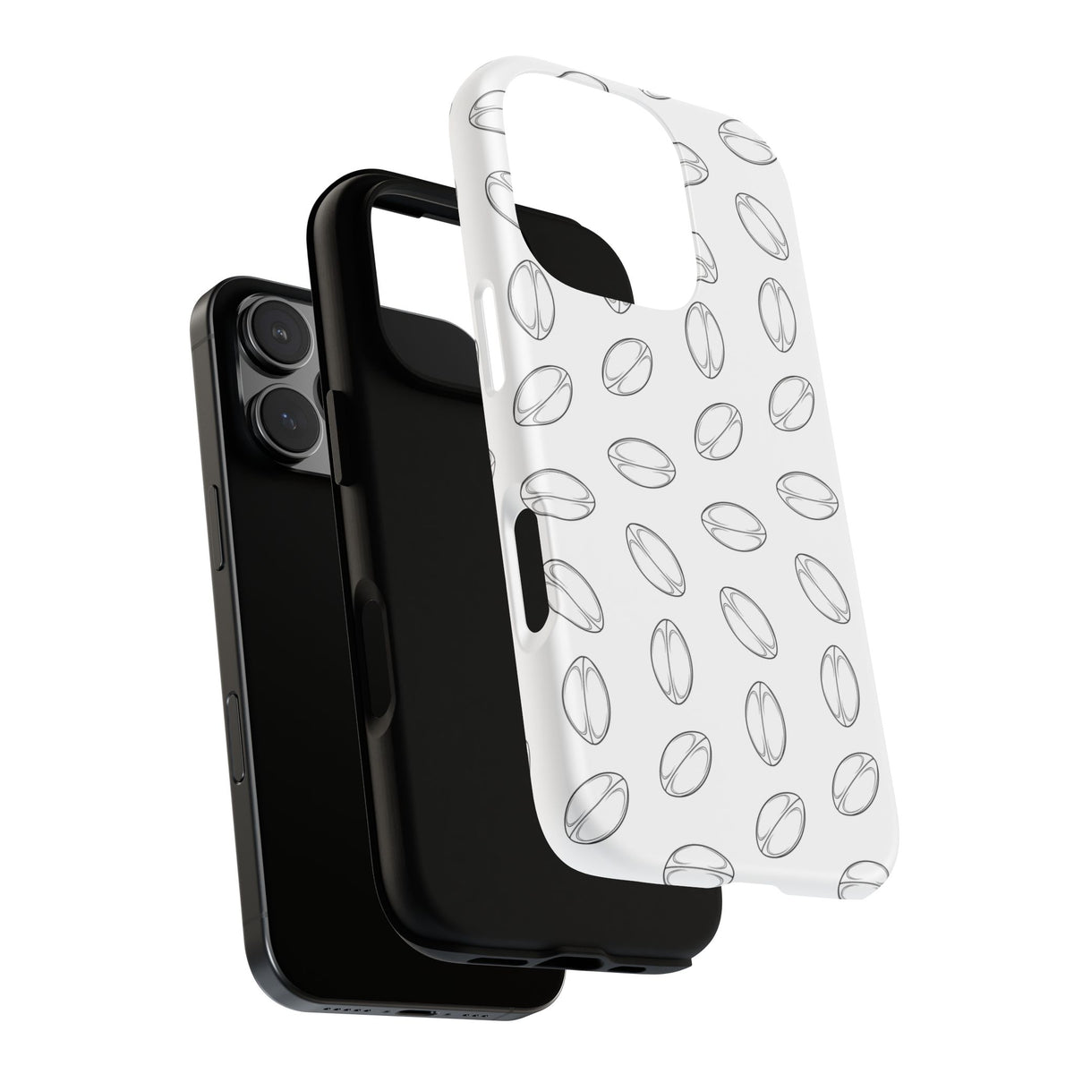 Phone Case, Rugby Ball Minimalist Sketch Pattern, Tough Case