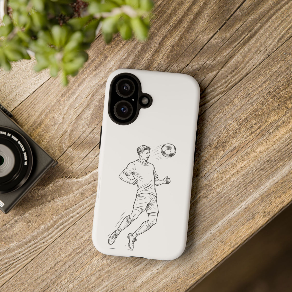 Phone Case, Football Chest-control Minimalist sketch Design, Tough Case