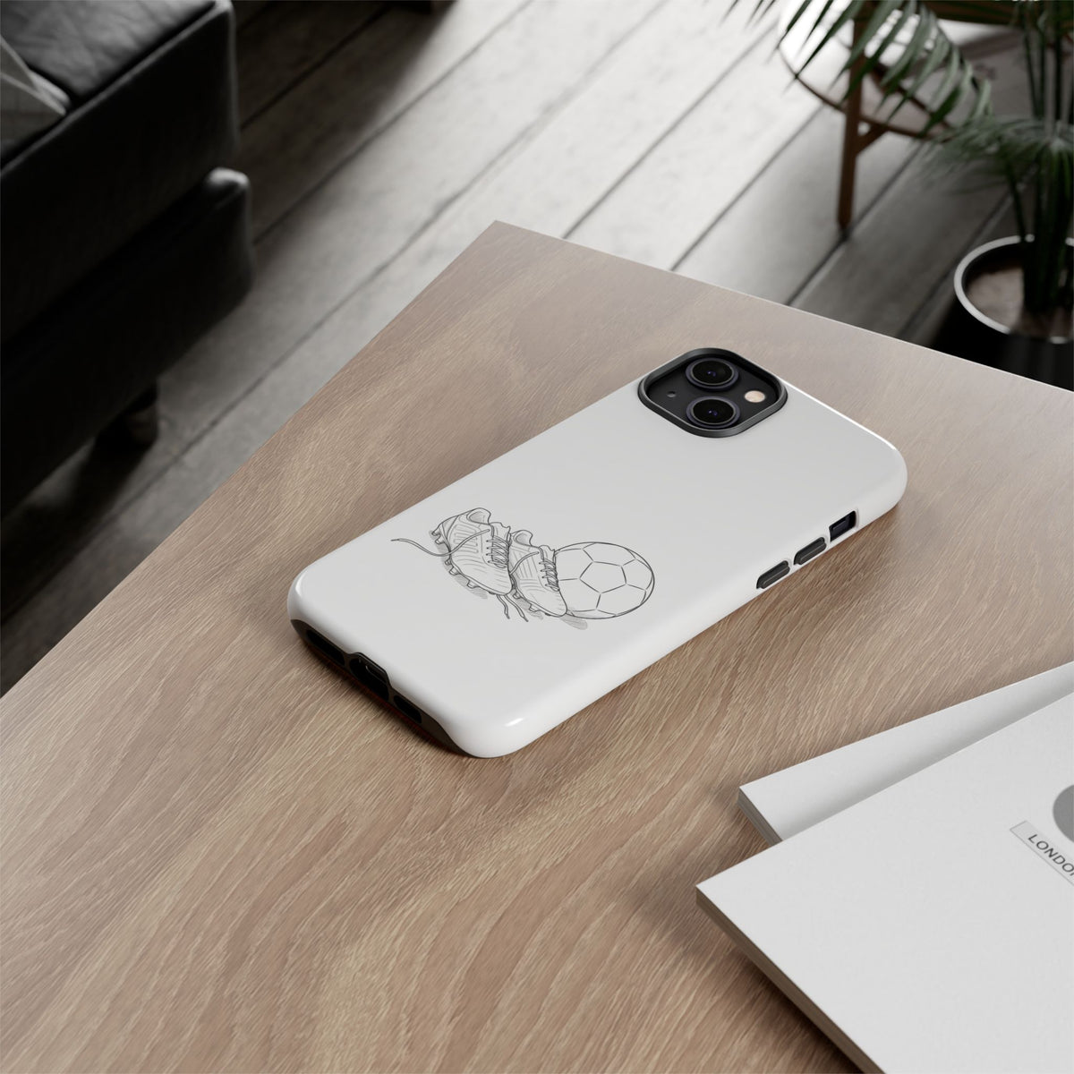Phone Case, Football Boots & Ball Sketch , Tough Case