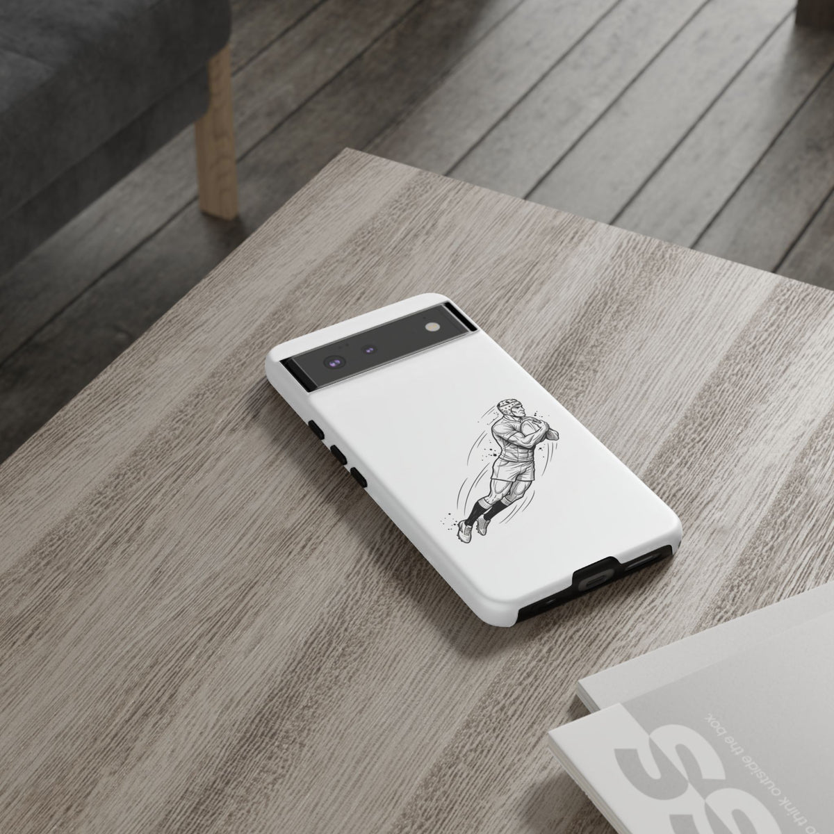Phone Case, Rugby Try Swan Dive Minimalist Sketch design, Tough Case