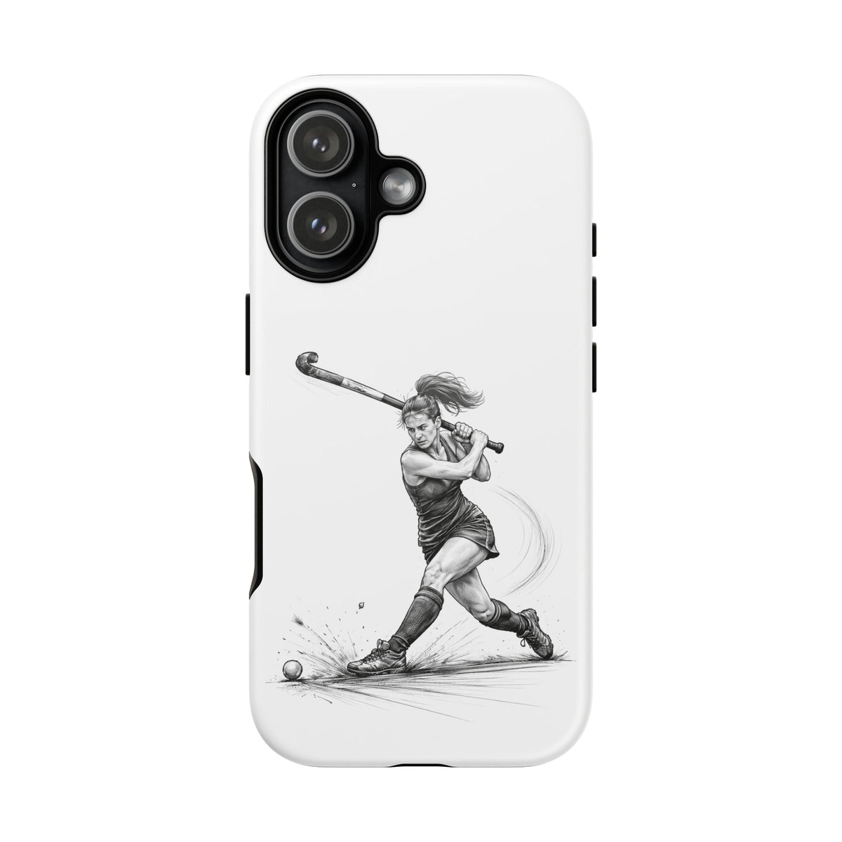 Phone Case, Hockey, Female Player "Tomahawk" shot design, Tough Case