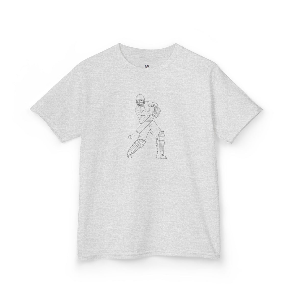 T Shirt Kids, Cricket Batsman minimalist sketch design, Cotton, Various Colours