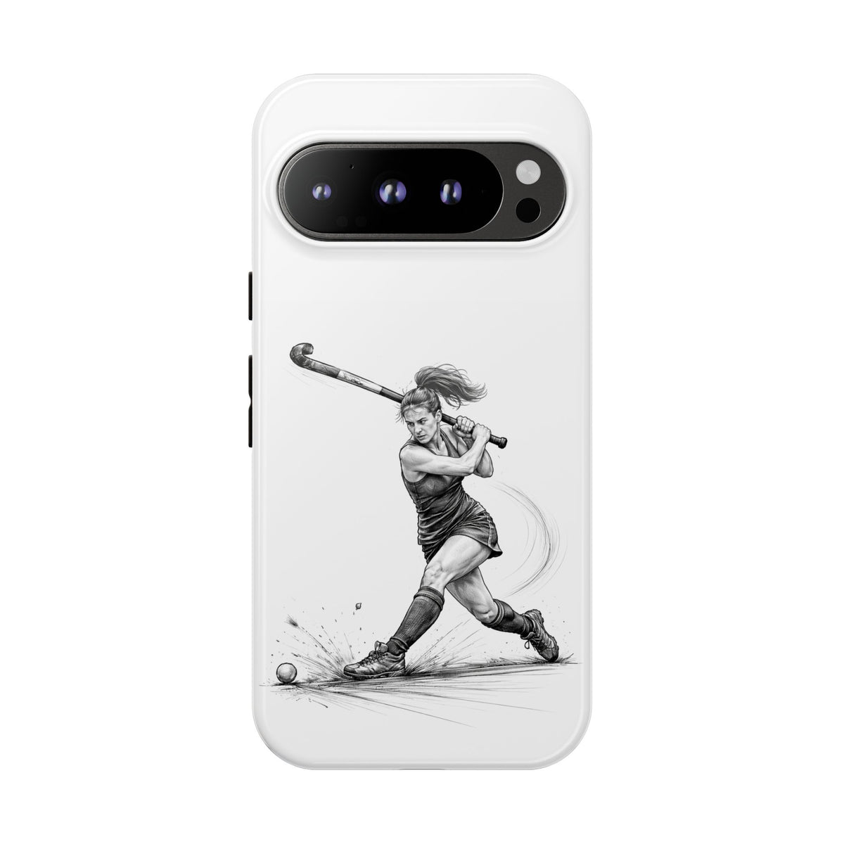 Phone Case, Hockey, Female Player "Tomahawk" shot design, Tough Case