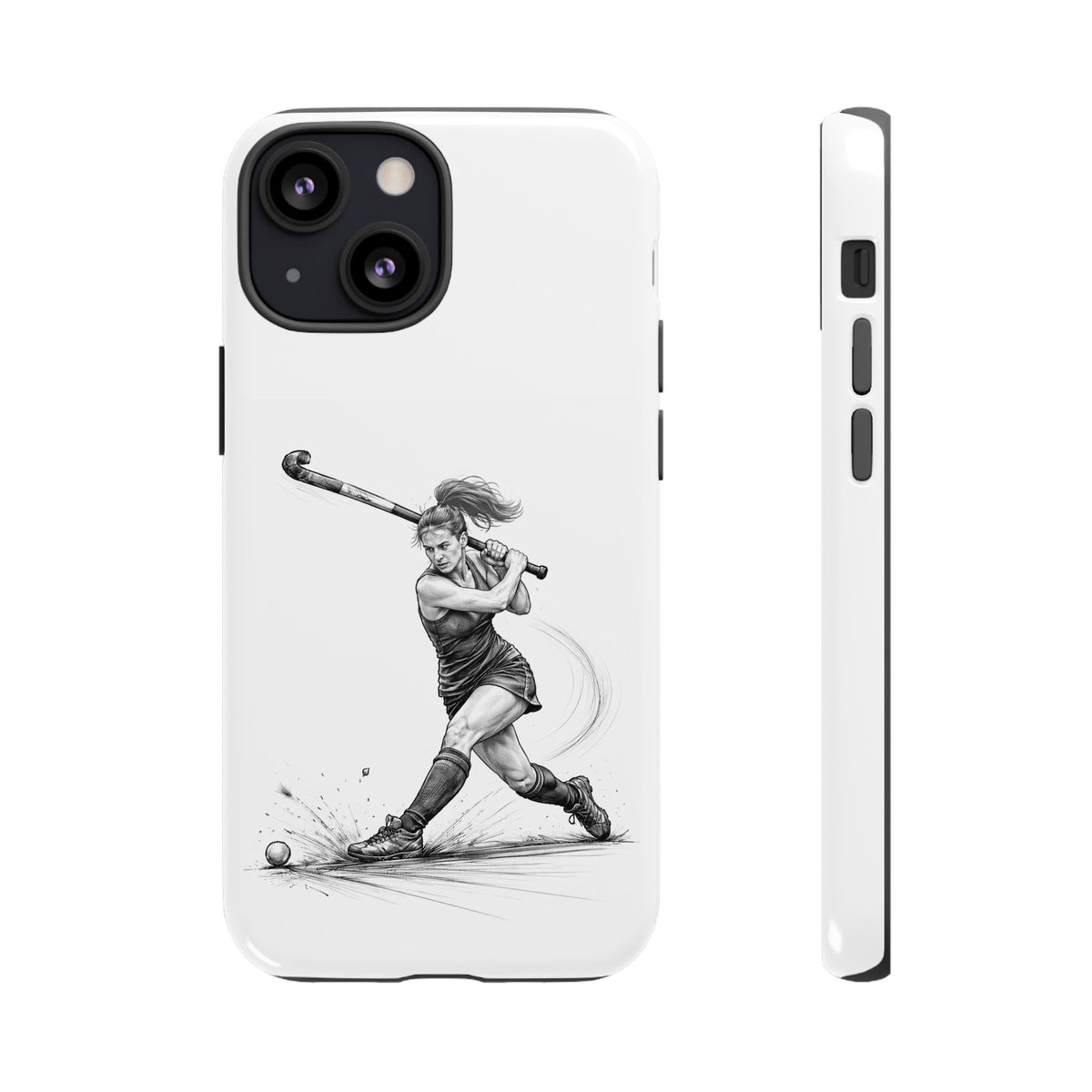 Phone Case, Hockey, Female Player "Tomahawk" shot design, Tough Case