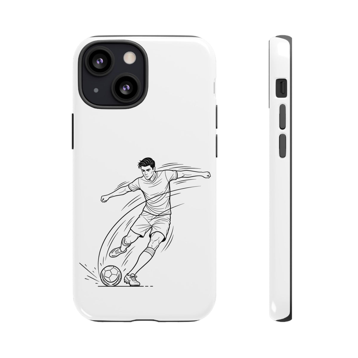 Phone Case, Football Free Kick / Strike Minimalist sketch Design, Tough Case
