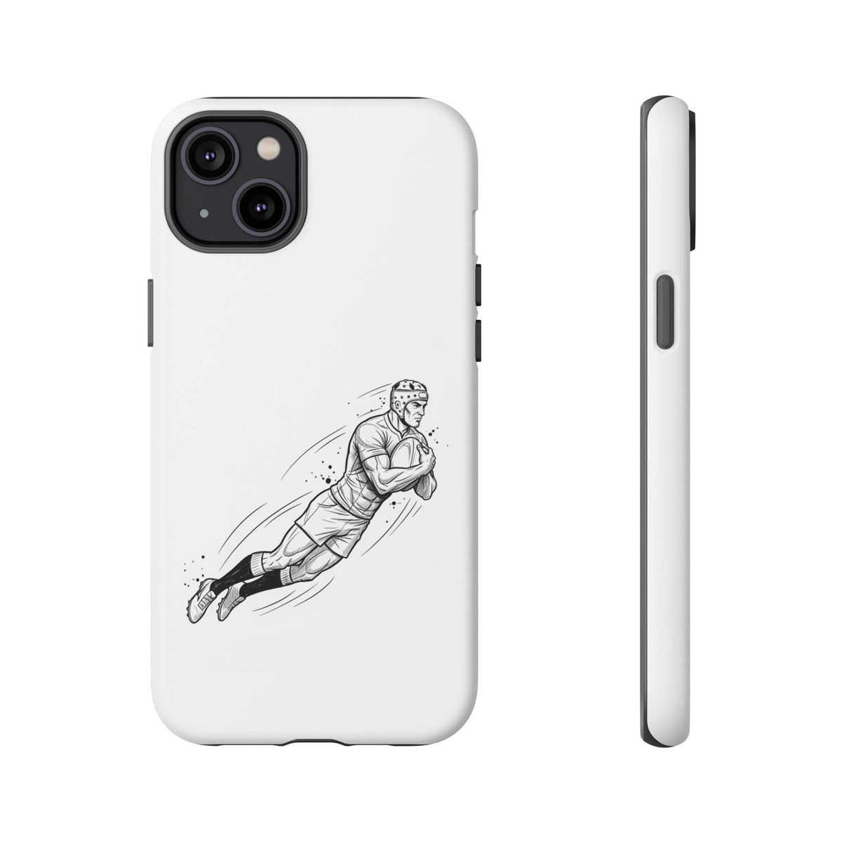 Phone Case, Rugby Try Swan Dive Minimalist Sketch design, Tough Case