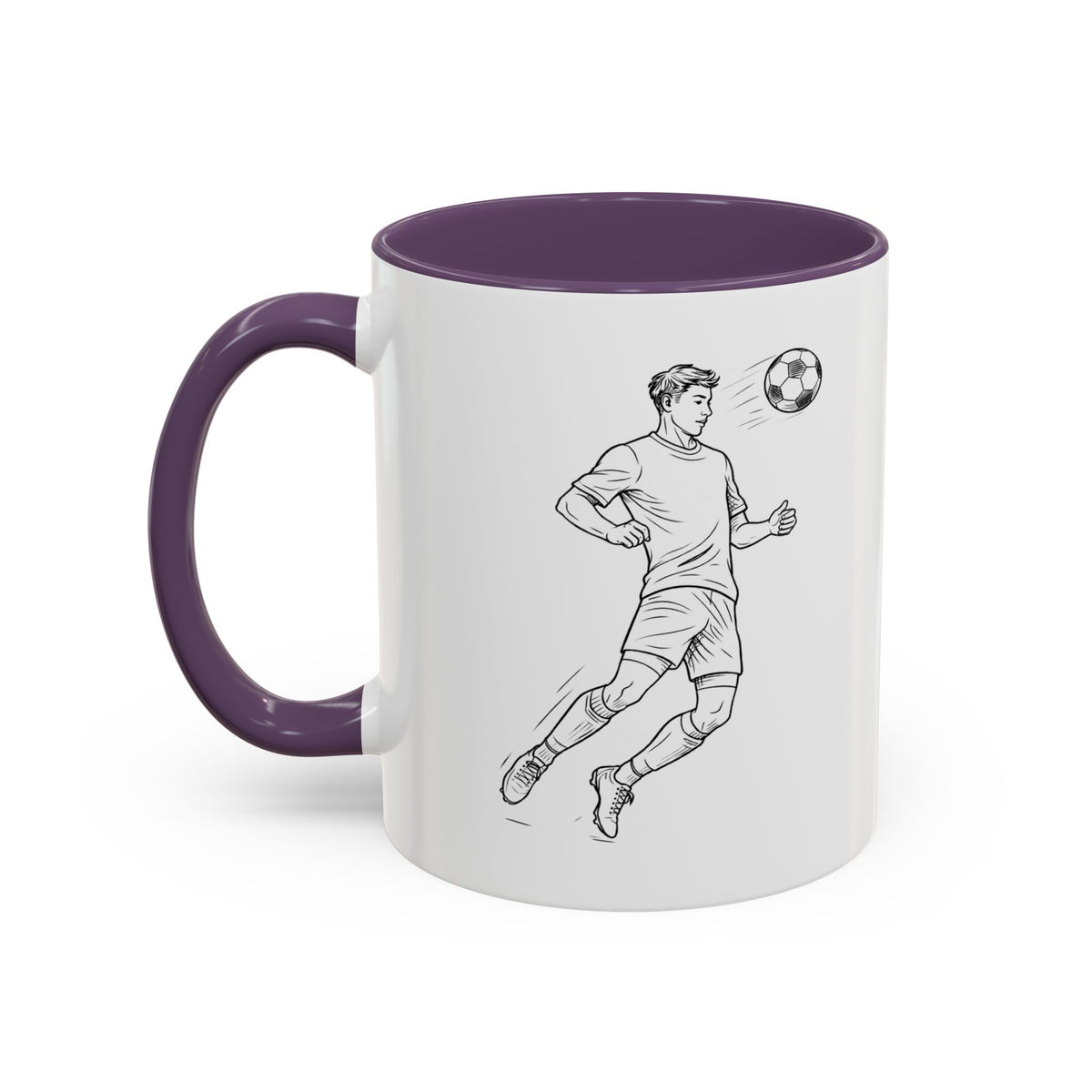 Mug, Football Players, Minimalistic Sketch design, Ceramic 325ml / 11oz, CHOICE of coloured inner