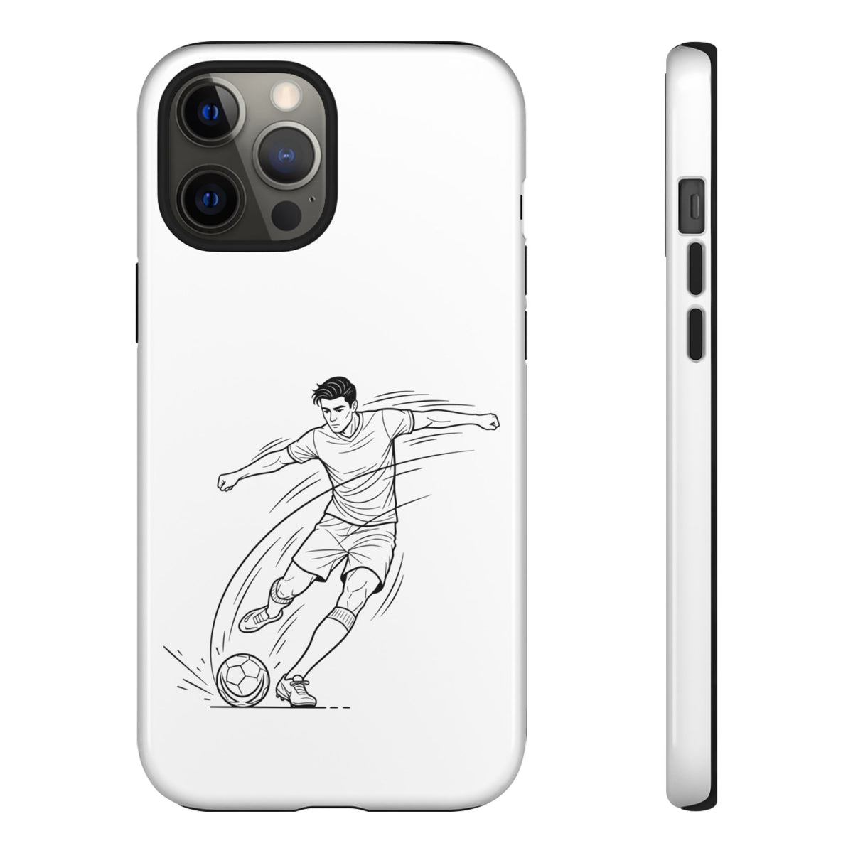 Phone Case, Football Free Kick / Strike Minimalist sketch Design, Tough Case