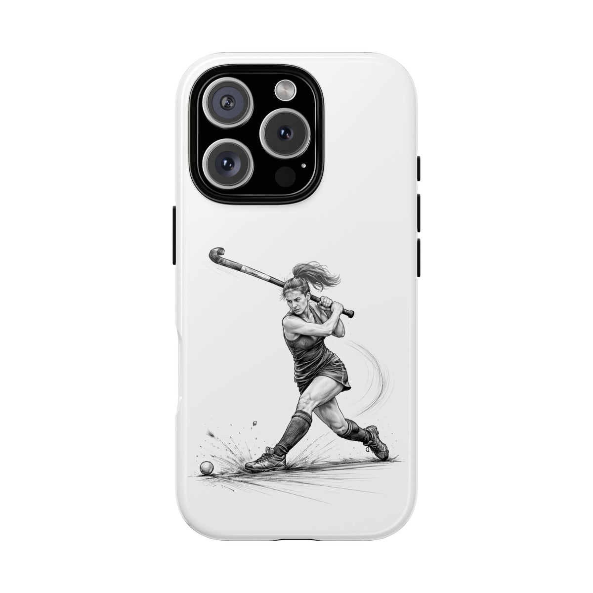 Phone Case, Hockey, Female Player "Tomahawk" shot design, Tough Case