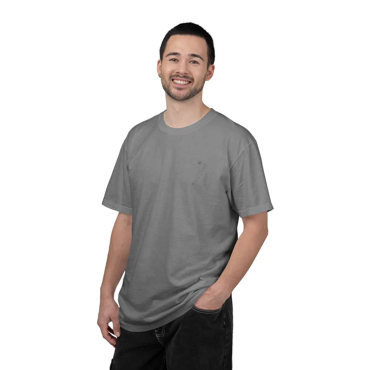T shirt, Cricket Batsman Minimalist sketch design, Cotton, Various Colours