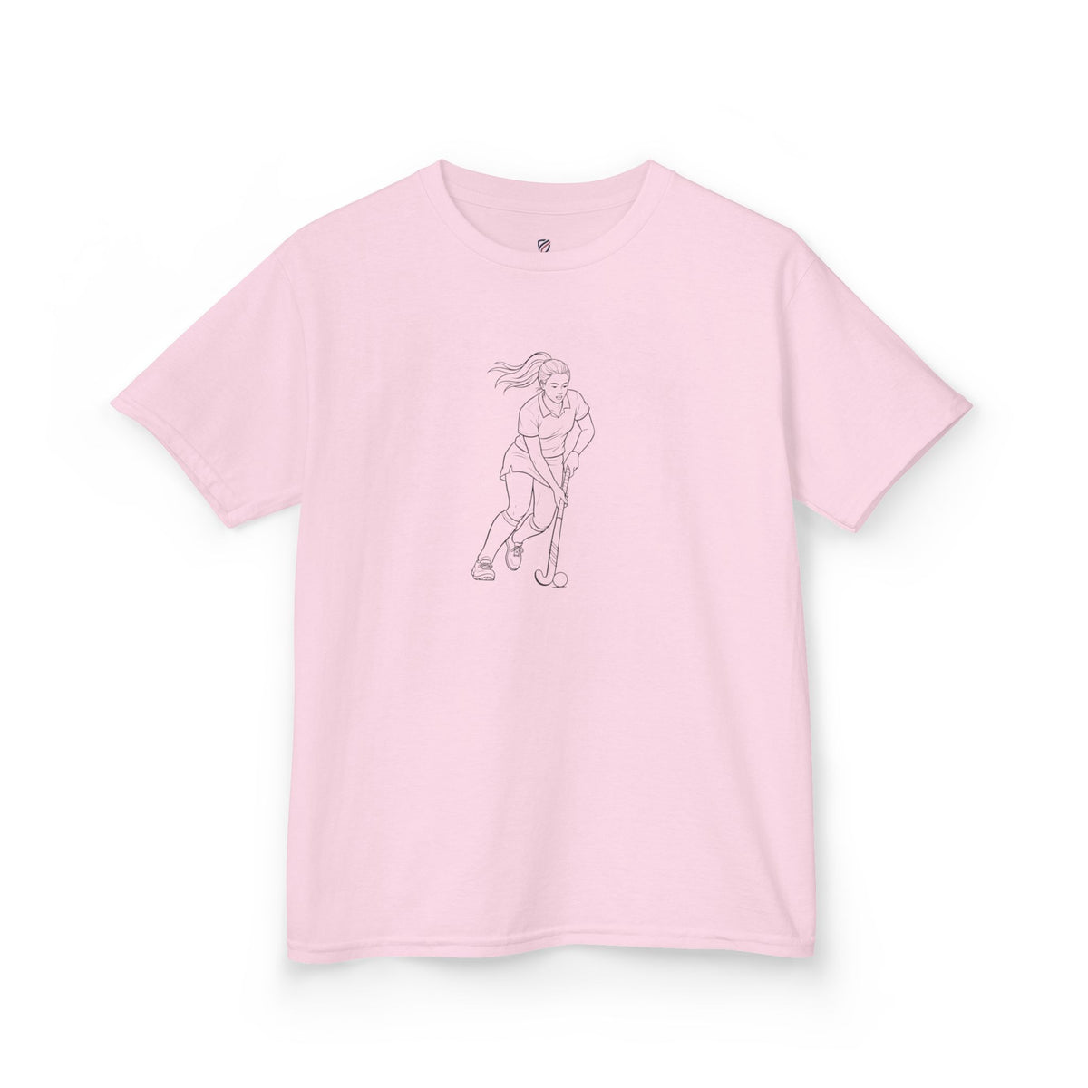 T Shirt Kids, Hockey female player minimalist sketch design, Cotton, Various Colours