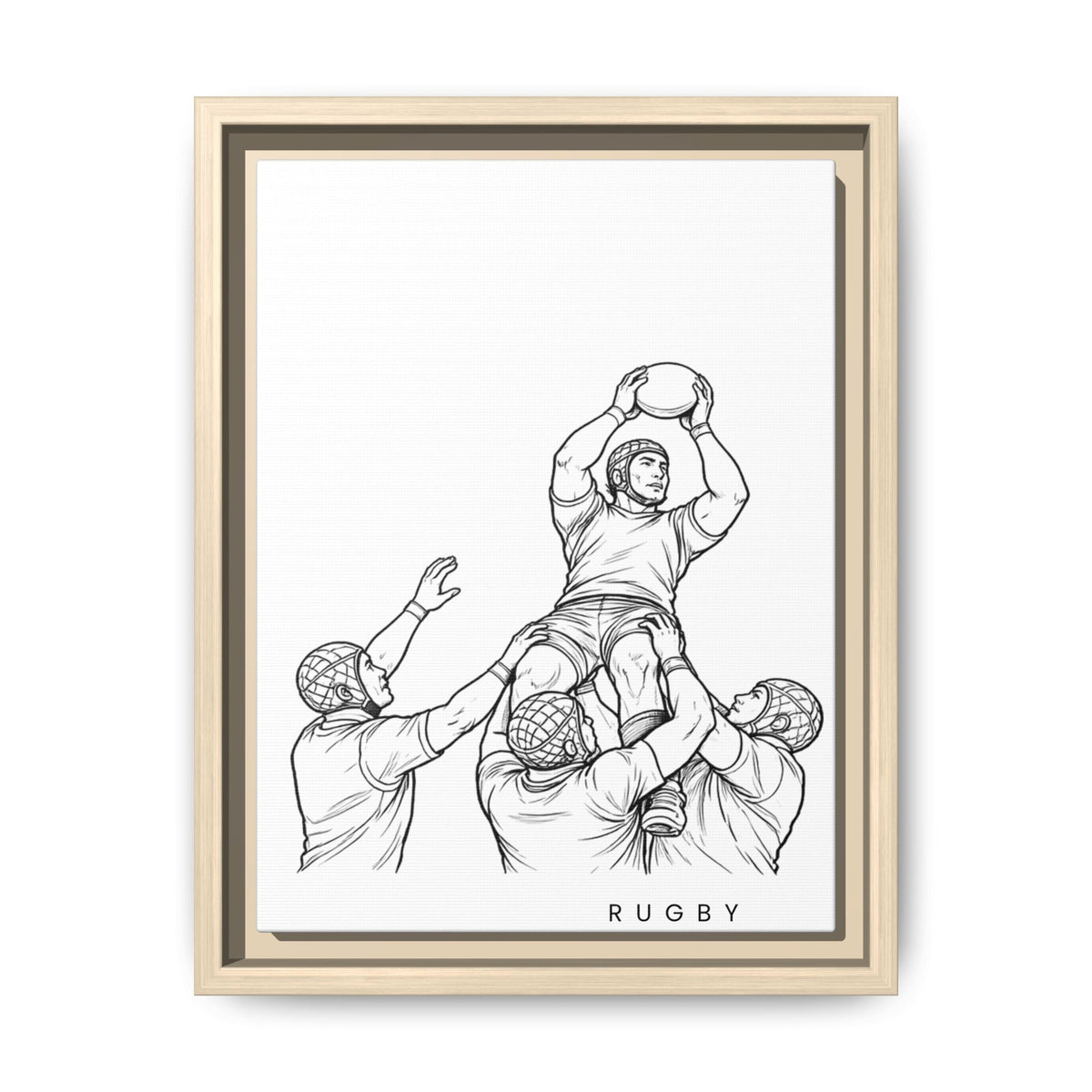 Print, Rugby Line-Out, Matte Canvas Print Framed Art