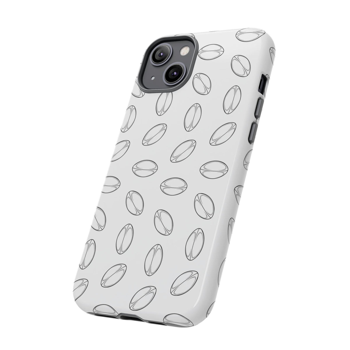 Phone Case, Rugby Ball Minimalist Sketch Pattern, Tough Case