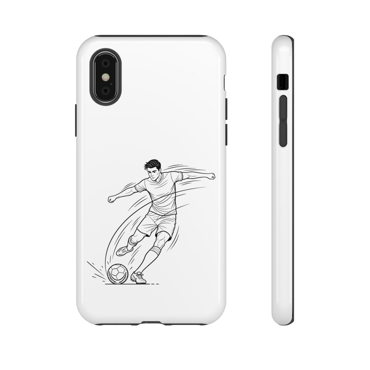 Phone Case, Football Free Kick / Strike Minimalist sketch Design, Tough Case