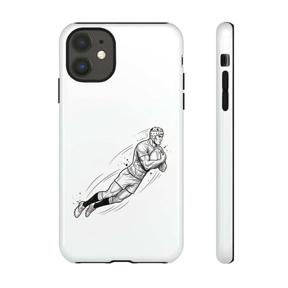 Phone Case, Rugby Try Swan Dive Minimalist Sketch design, Tough Case